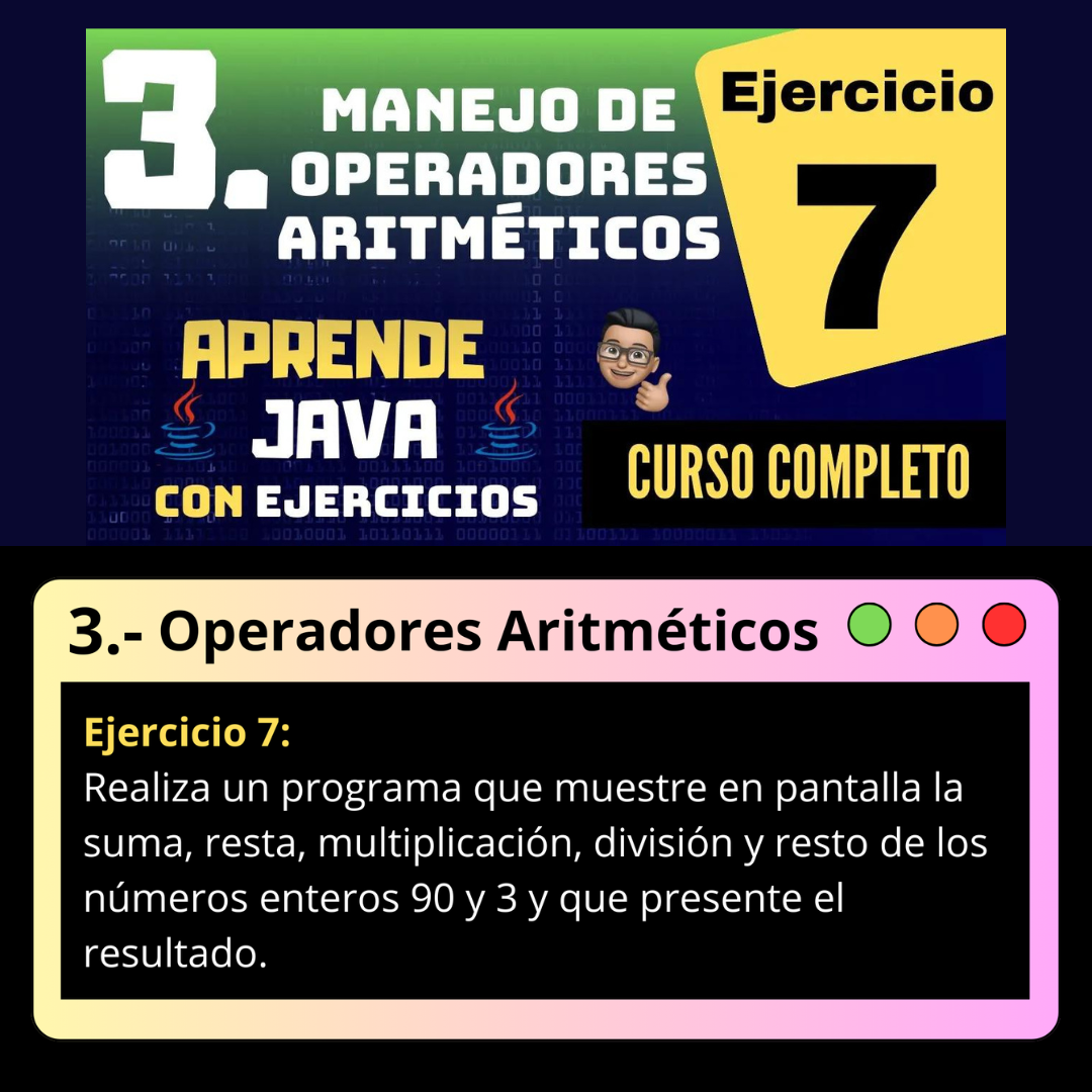 Manejo de Operadores Aritméticos en Java - Ejercicio 7 - Fredy Geek
